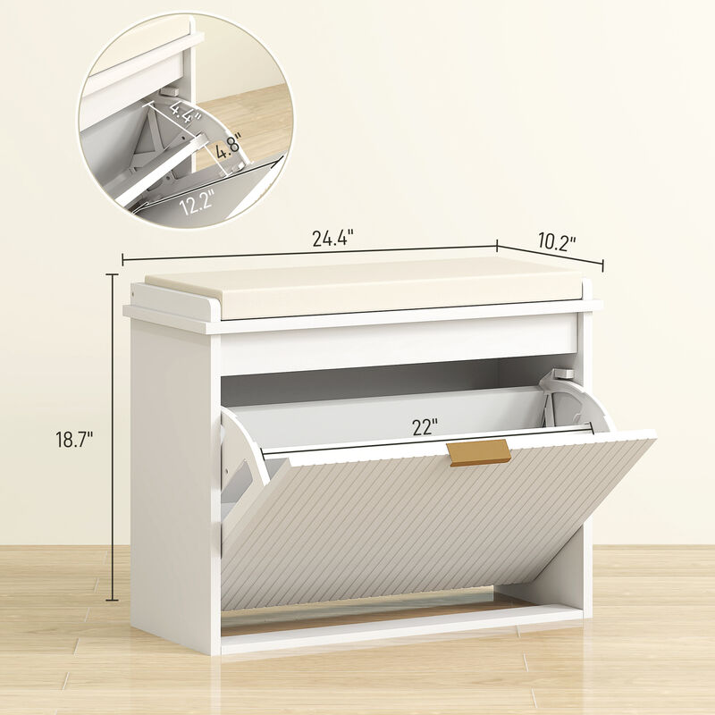 Hivvago Padded Shoe Bench with Storage Compartment image number 2
