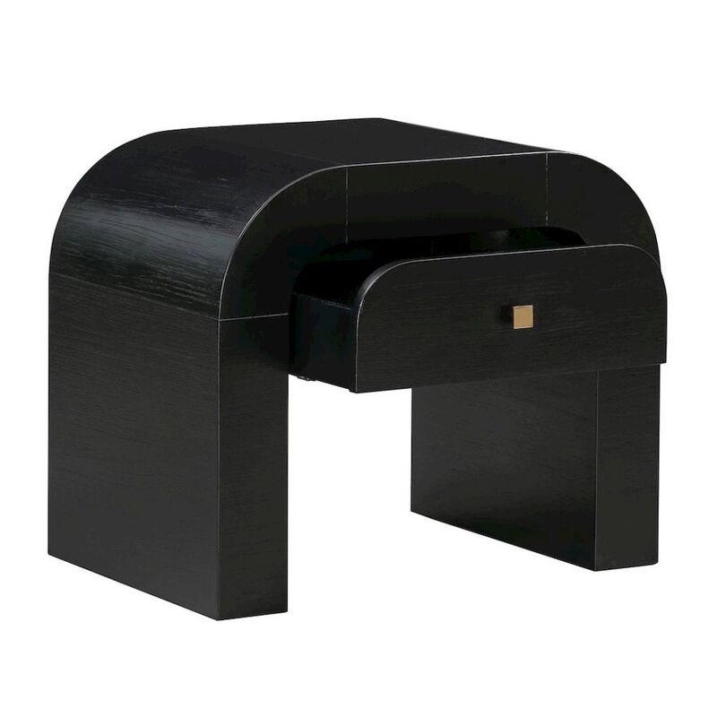 Starlight Canyon Home Black Nightstand With 1 Drawer And Rounded Frame, Small Bedside Table Design