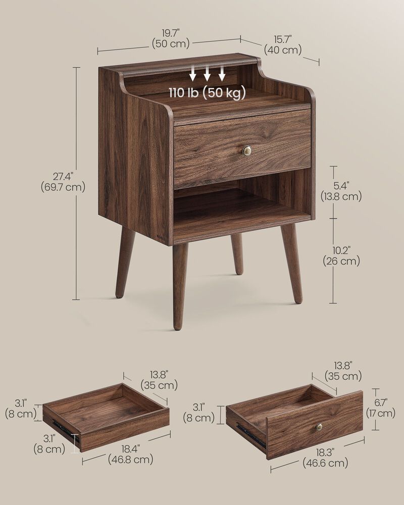 Minimalist Bedside Table Set with Hidden Drawers &ndash; Set of 2 for Streamlined Bedroom Organization