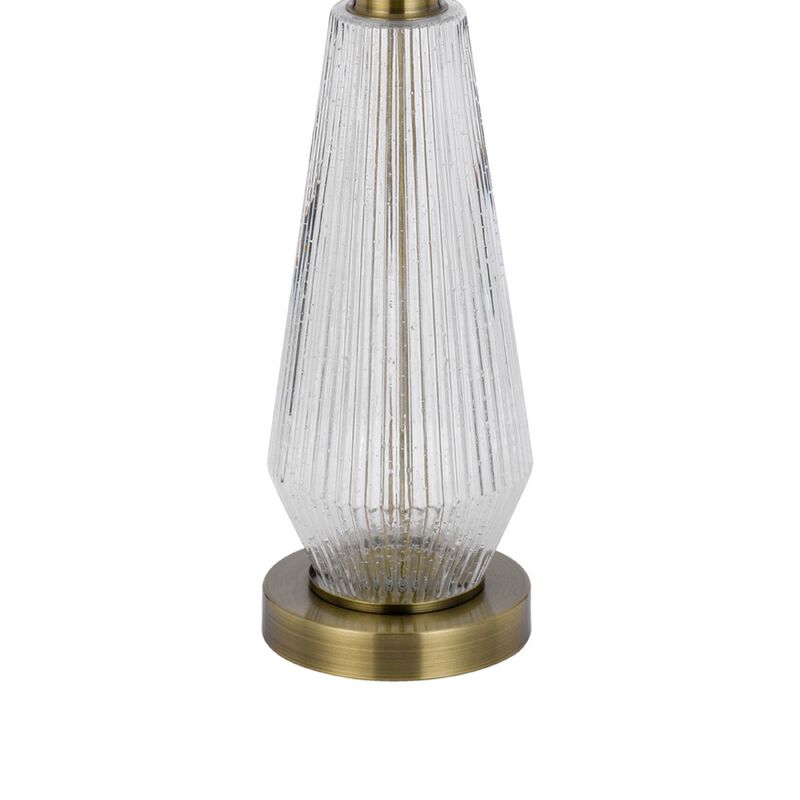 Table Lamp Set of 2, Fluted Glass Base, Antique Brass, Off White Shade image number 6