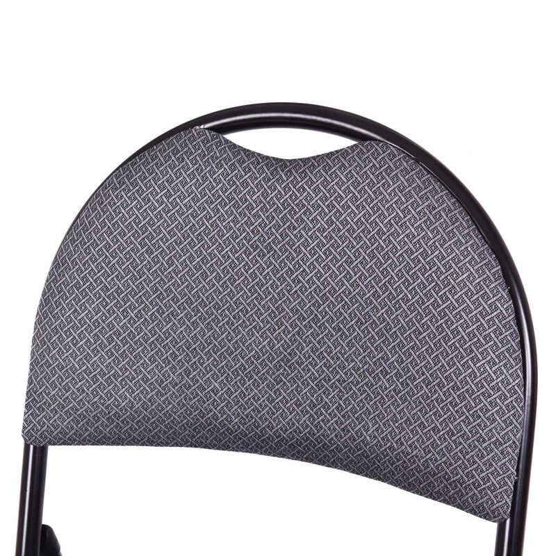 Costway Set of 6 Folding Chairs Fabric Upholstered Padded Seat Metal Frame Home Office Grey