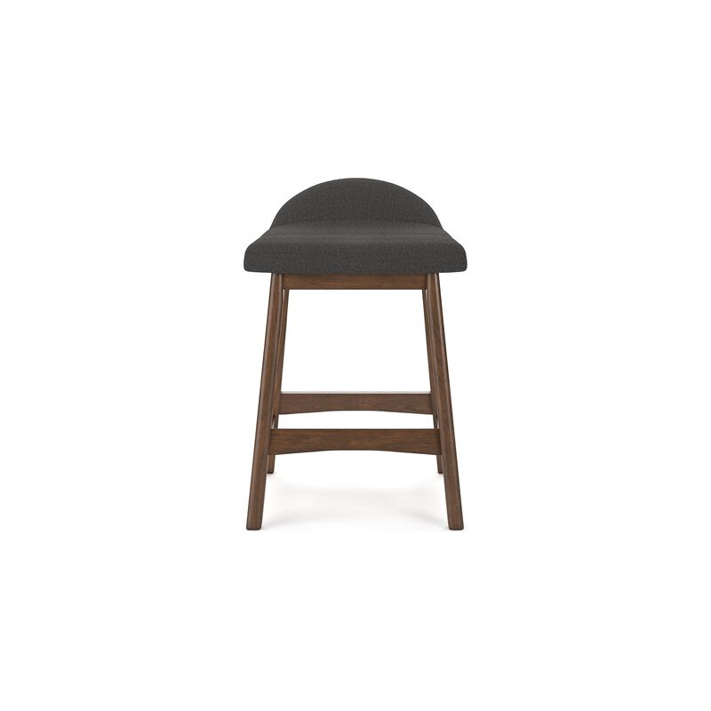 Jeyn Counter Stool with Footrest Set of 2, Brown Wood, Charcoal Gray - Benzara