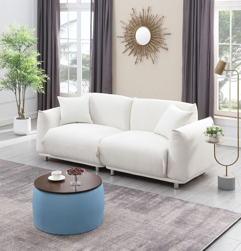 Streamdale Round Ottoman Set with Storage & Coffee Table - 2 in 1 Function