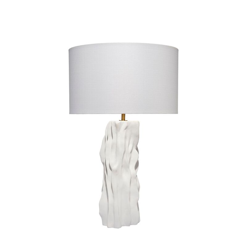 Sery Table Lamp, Linen Shade, Matte White Textured Ceramic 31 Inch