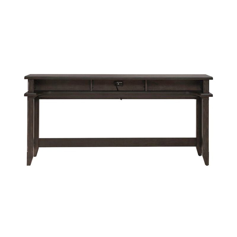 Liberty Furniture Console Bar Table Traditional - AC USB Charging Station - Saddle Brown Oak Wood image number 2