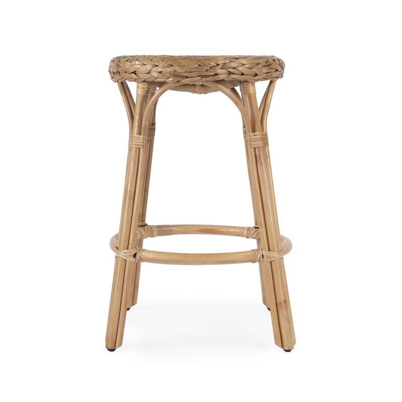 Butler Specialty Tobias Rattan Round 24 Counter Stool, Light Brown