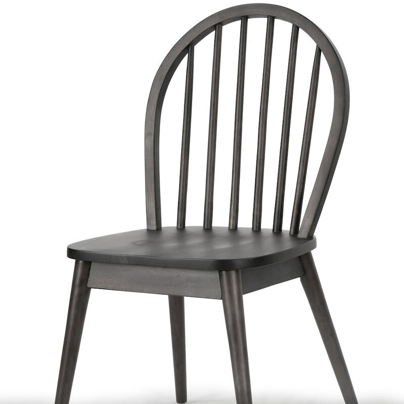 Glamour Home Set of 2 Astra Black Solid Wood Chair with Windsor Back