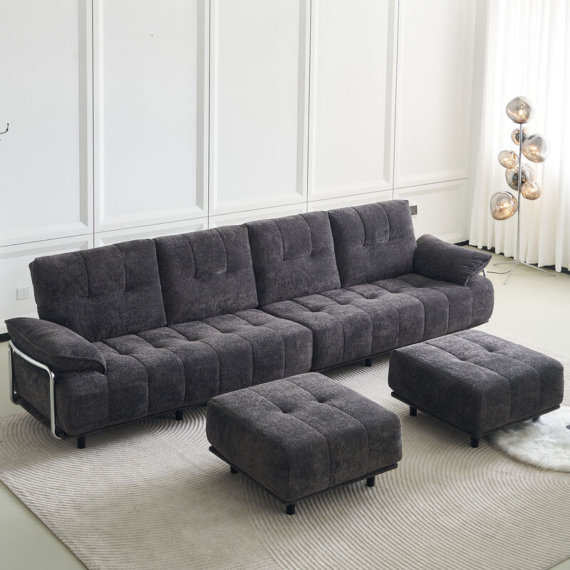 Vindhu 141.73'' Chenille Upholstery Material Modular Sofa image number 2