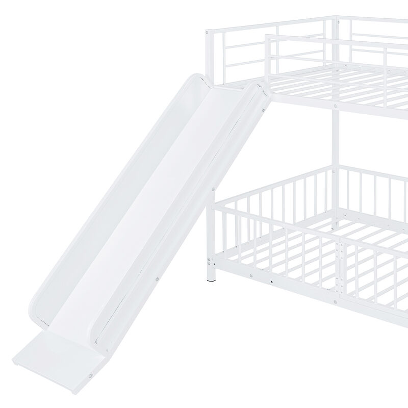 Merax Metal Bunk Bed with Slide and Guardrails