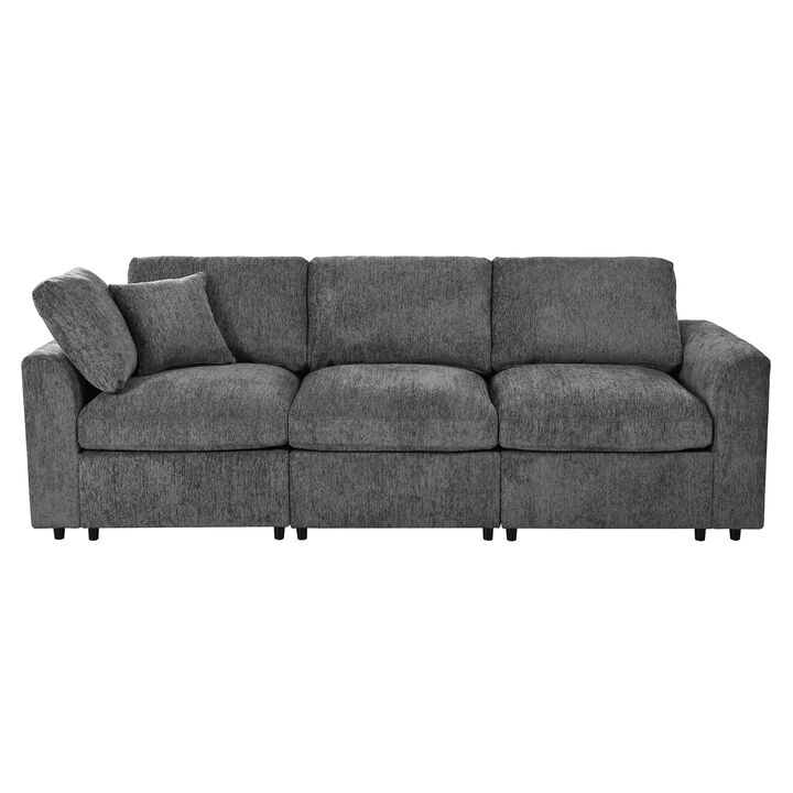Merax Modern Chenille 3-Seater Sofa with High-Density Foam & Pocket Spring Support