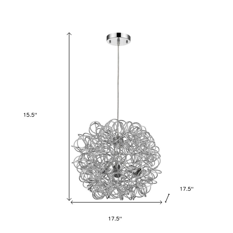 Hivvago Mingle 3-Light Polished Chrome Pendant With Faceted Chrome Aluminum Wire Shade