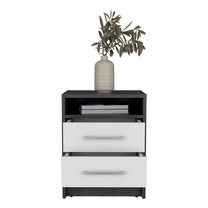 Nightstand Cartiz, Bedroom, Smoky Oak / White