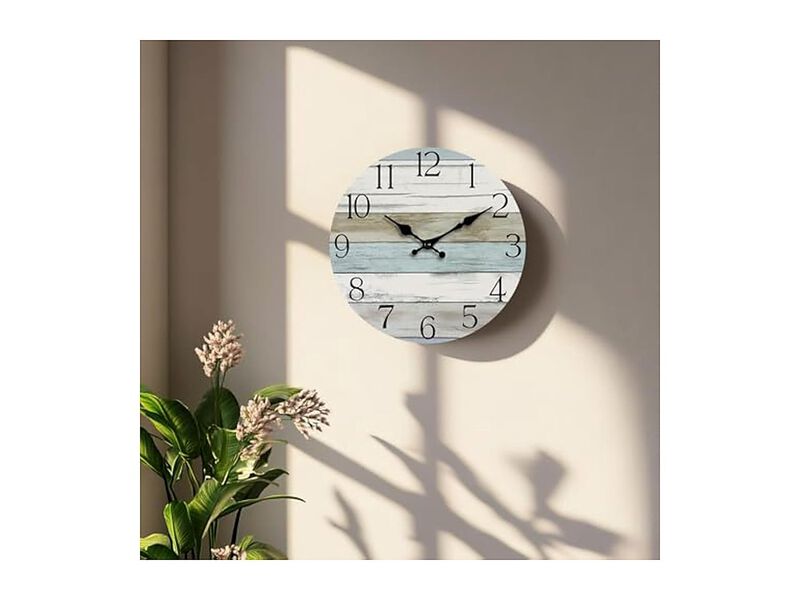 Rustic Wooden Wall Clock 8 Inch Silent Non Ticking Wood Battery Operated image number 2