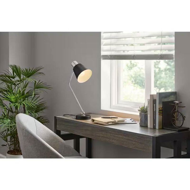 Contemporary Desk Lamp with Metal Base and Fabric Shade