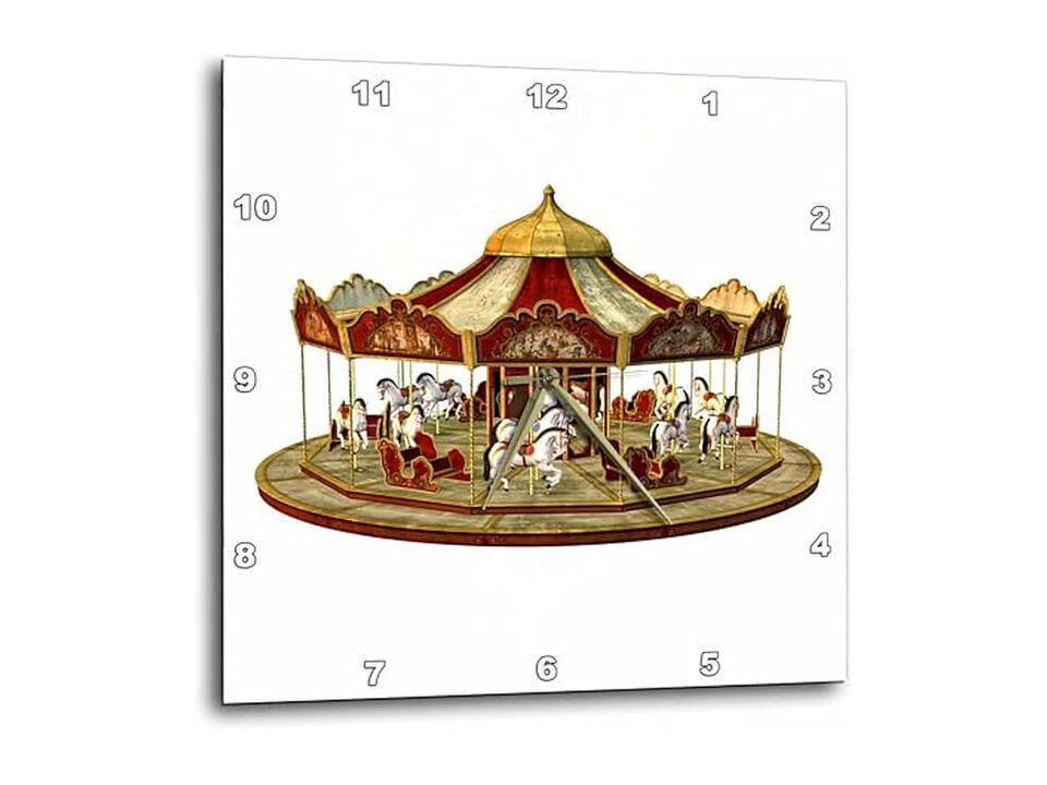 Classic Amusement Park Carousel Wall Clock 10 Inch Home Decor