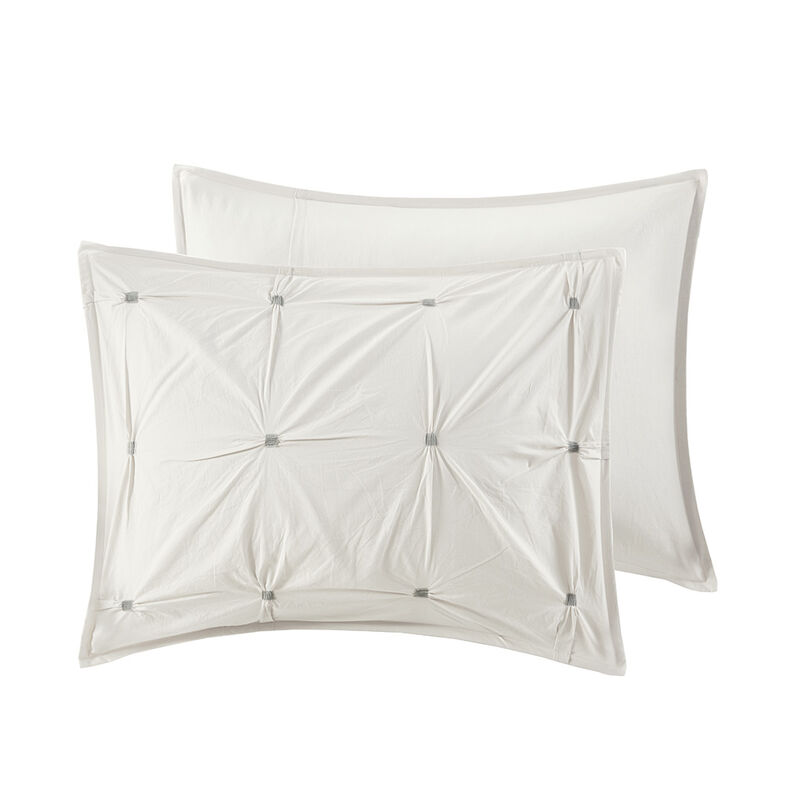 Gracie Mills Velez 3-Piece Modern Elastic Embroidered Cotton Duvet Cover Set