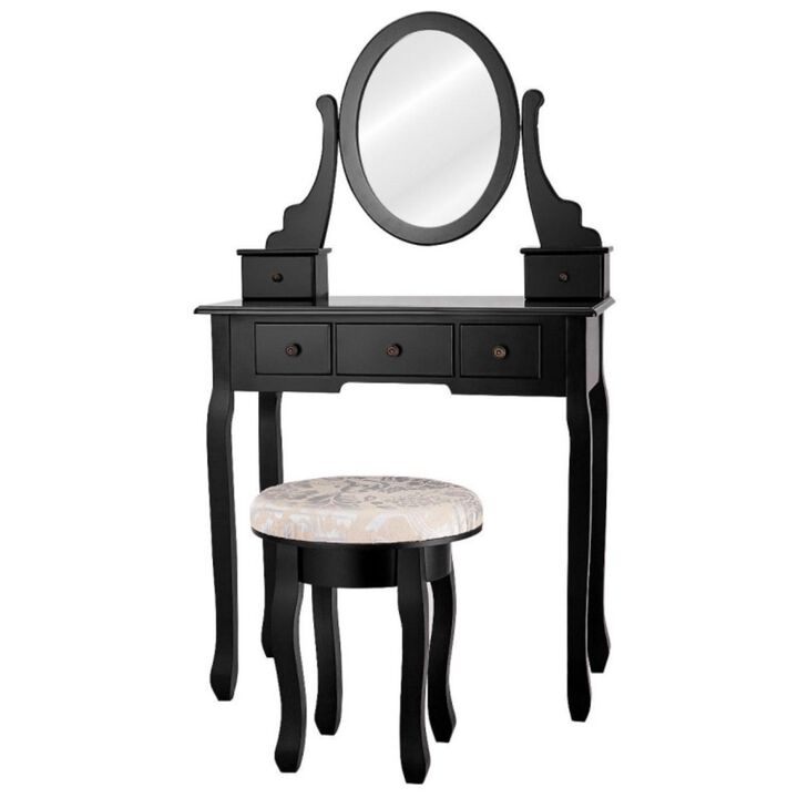 Hivvago Vanity Makeup Table Set Bedroom Furniture with Padded Stool