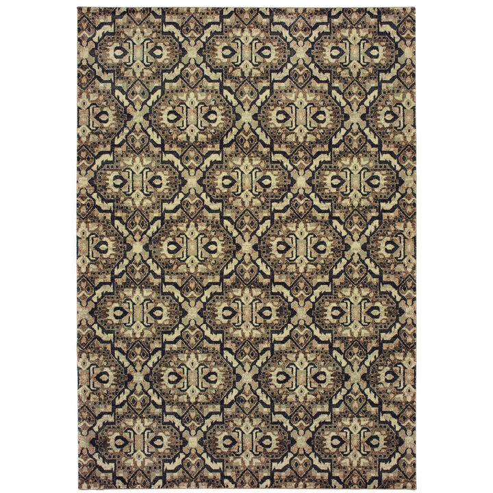 HomeRoots Geometric Distressed Area Rug