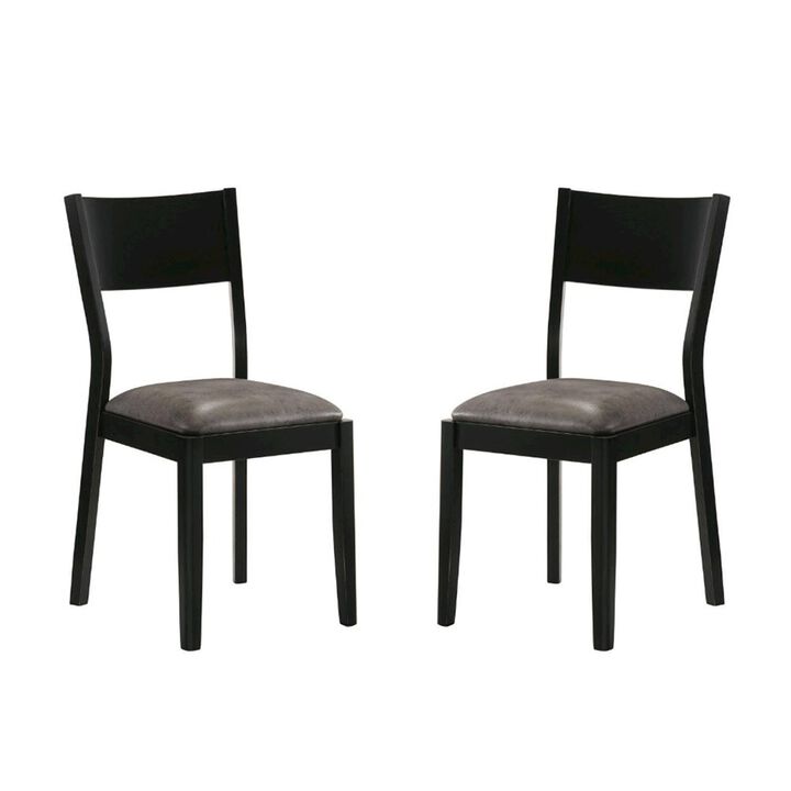 Simple Relax Set of 2 Leatherette Dining Chairs in Black and Gray Finish