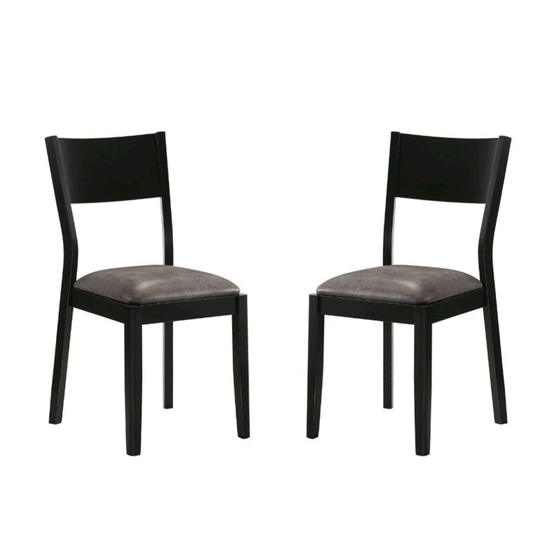 Simple Relax Set of 2 Leatherette Dining Chairs in Black and Gray Finish image number 0