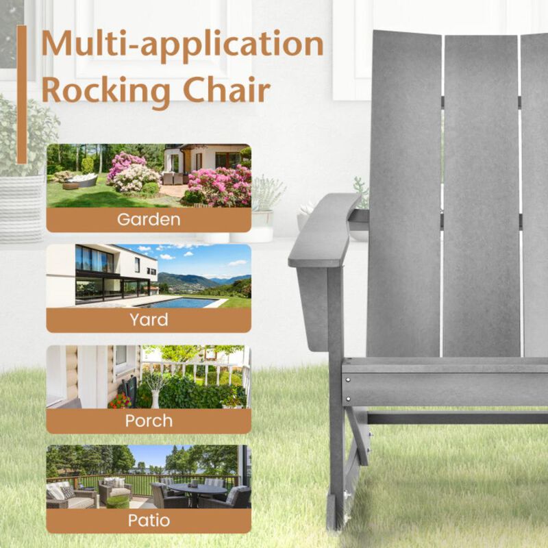 Hivvago Adirondack Rocking Chair with Curved Back for Balcony