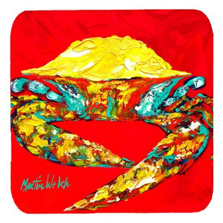Caroline's Treasures MW1079FC Crab Wiggles Foam Coasters (Set of 4), 3.5 H x 3.5 W, Multicolor