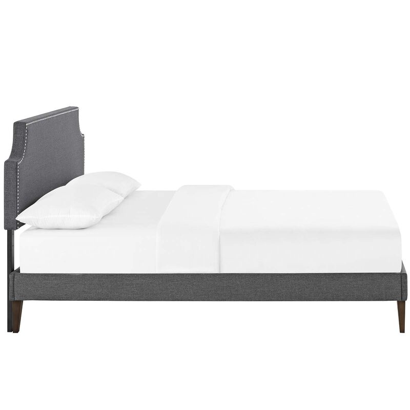 Modway - Corene Full Fabric Platform Bed with Squared Tapered Legs Gray