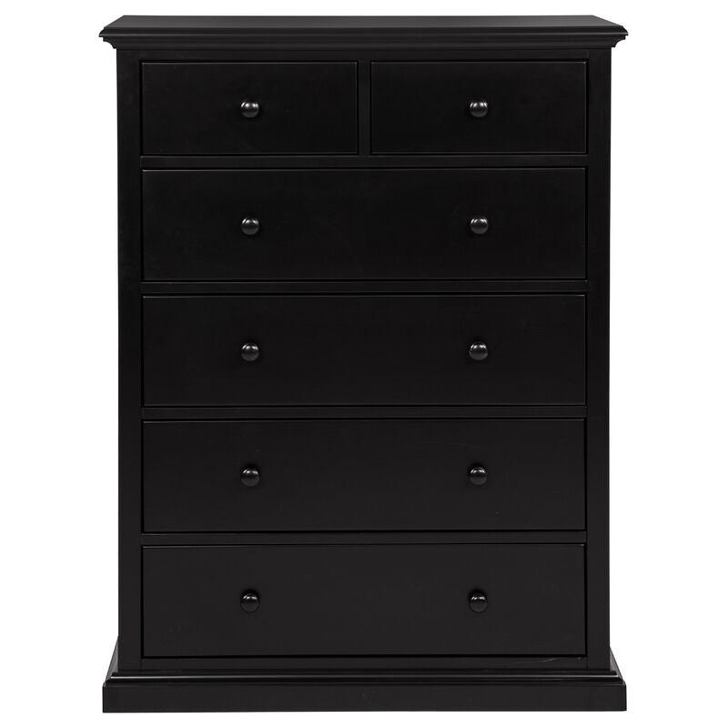 Umer Tall Dresser Chest, 6 Drawers, Round Knobs, Plinth Base, Wood image number 2