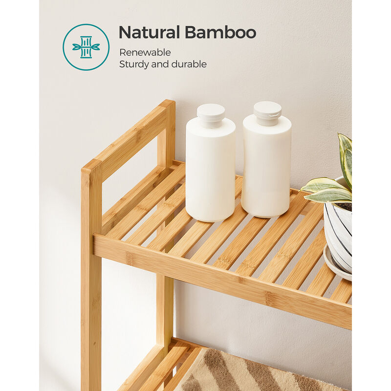 3-Tier Bamboo Bathroom Organizer with Adjustable Shelves – Over-The-Toilet Storage