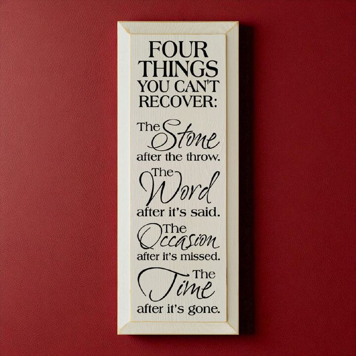 Four Things You Can't Recover Motivational Wood Sign Farmhouse Wall Plaque
