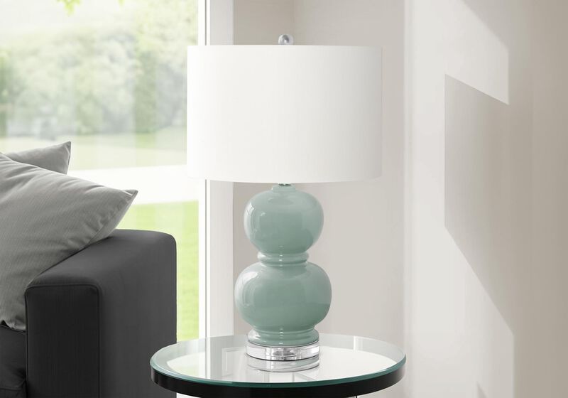 Monarch Specialties 9743, Blue Cream, Contemporary Lighting Table Lamp Ceramic Ivory Shade, 15" L x 15" W x 25" H image number 1