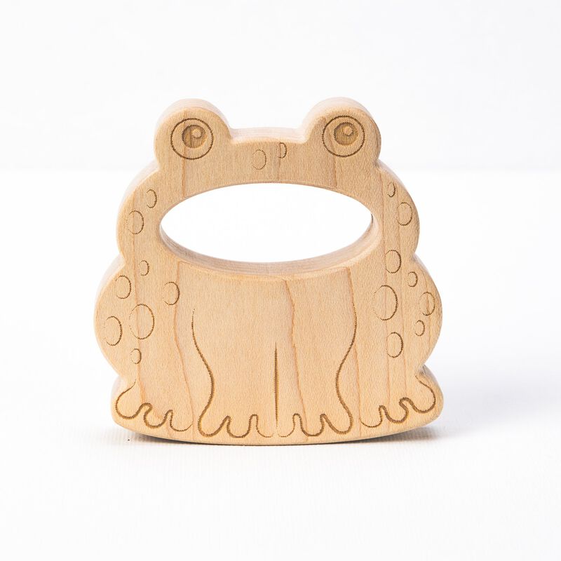 Soothing Frog Teether with Organic Cotton Bag image number 0