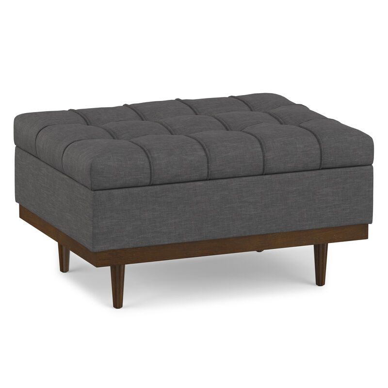 Mariah 34 inch Wide Contemporary Rectangle Coffee Table Storage Ottoman in Slate Grey  Polyester Linen, Assembled image number 0