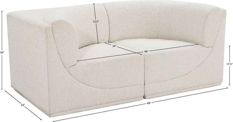 Meridian Furniture Ollie Cream Boucle Fabric Modular Sofa image number 9