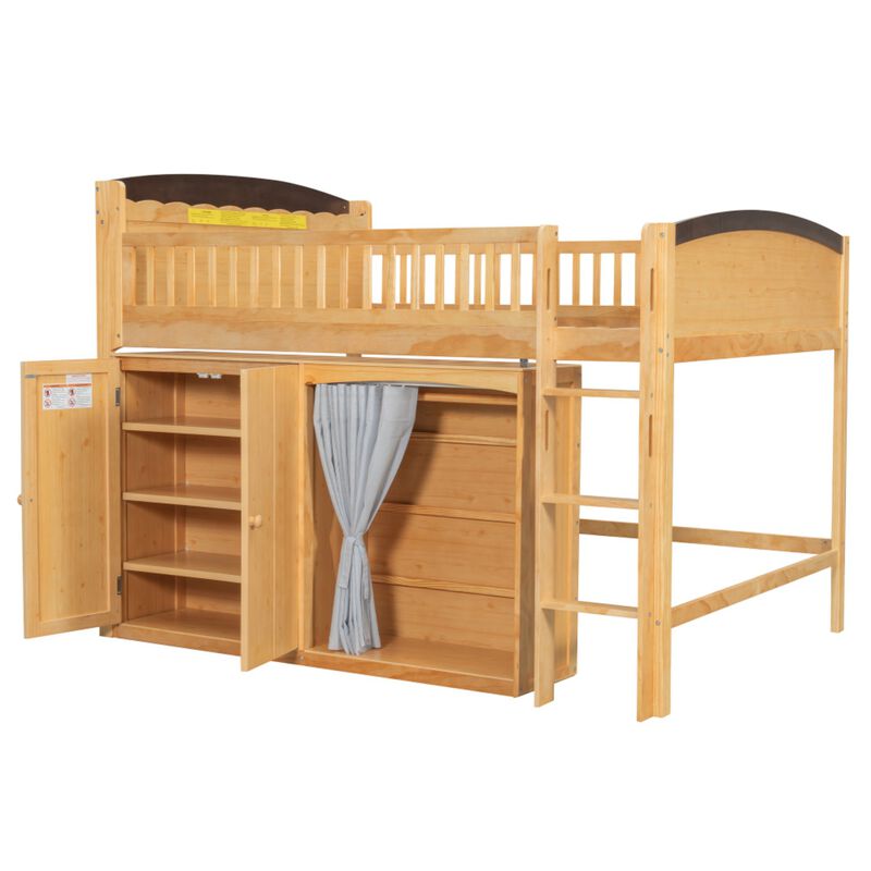 Flidre Wood Kids Loft Bed Featuring LED Lighting image number 8