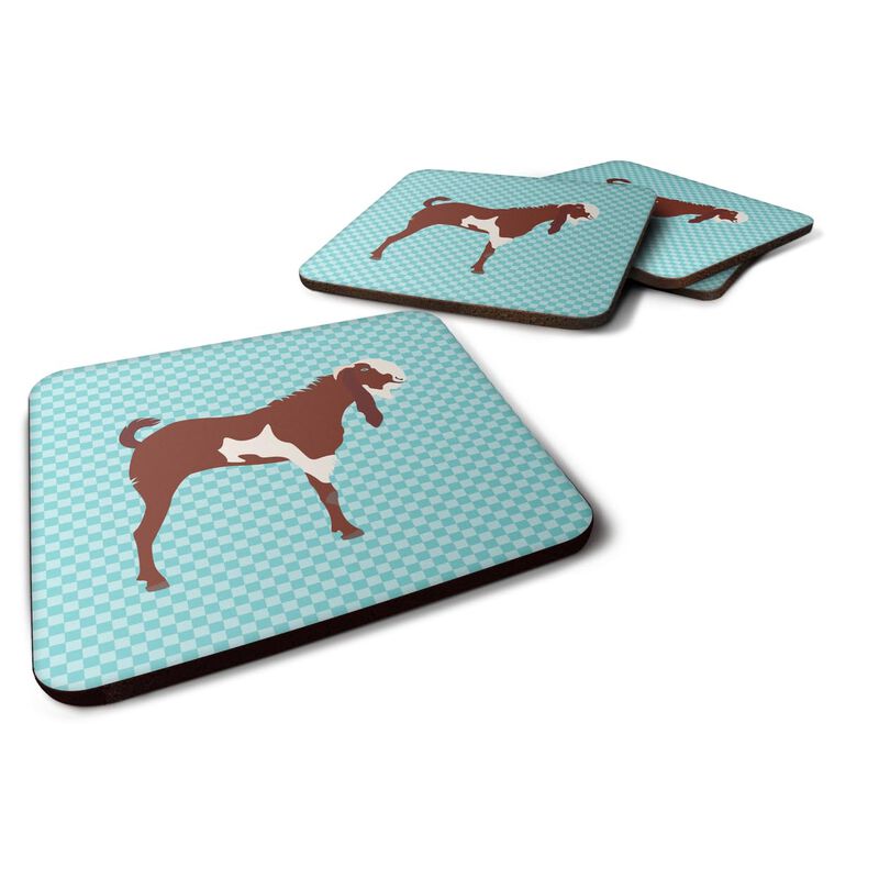 Caroline's Treasures Jamnapari Goat Blue Check Decorative coasters, 3.5, Multicolor