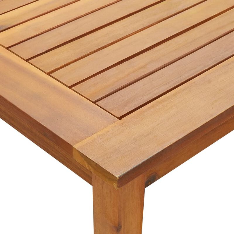 Outdoor Dining Table, 55 Inch Rectangular, Natural Brown Acacia Wood - Benzara
