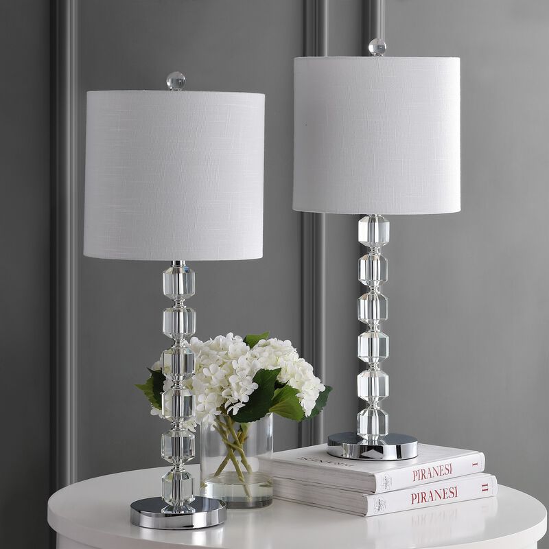 Cary Modern Stacked Crystal/Metal LED Table Lamp