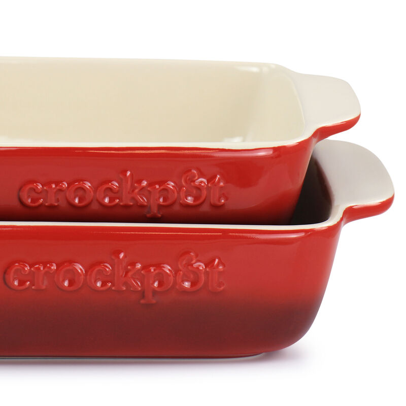 Crock Pot Artisan 2 Piece Stoneware Bake Pans in Gradient Red