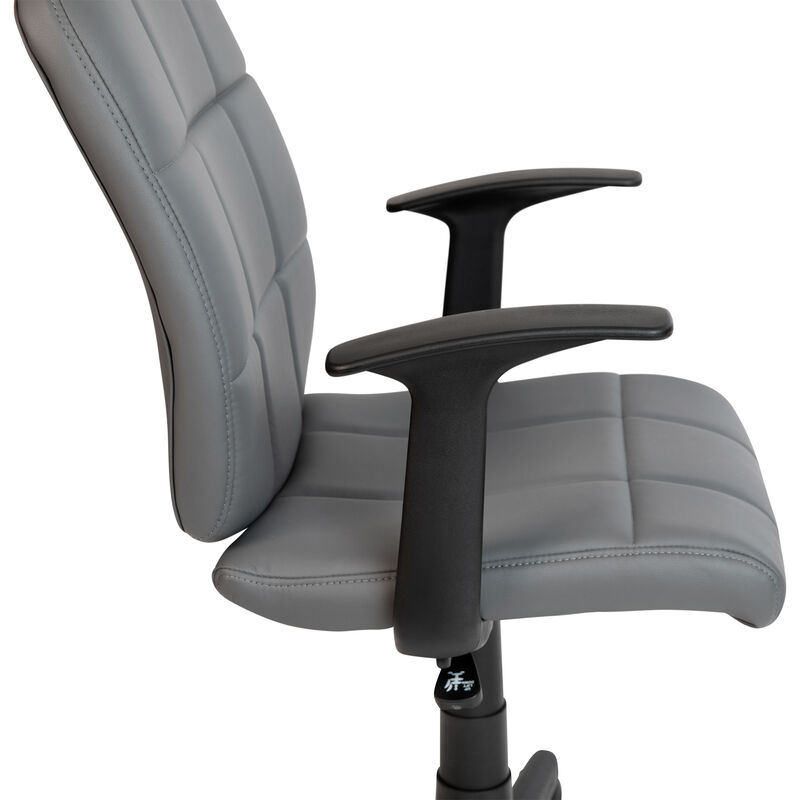Clayton Mid-Back Quilted Vinyl Swivel Task Office Chair with Arms image number 6