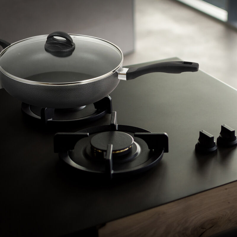 Oster Clairborne 12 Inch Aluminum Saute Pan with Lid in Charcoal Grey