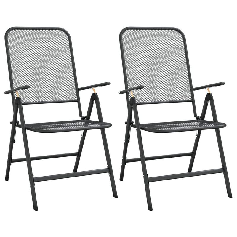 Zofi 3pc Outdoor Breakfast Table and Chairs Set, Folding, Dark Gray - Benzara