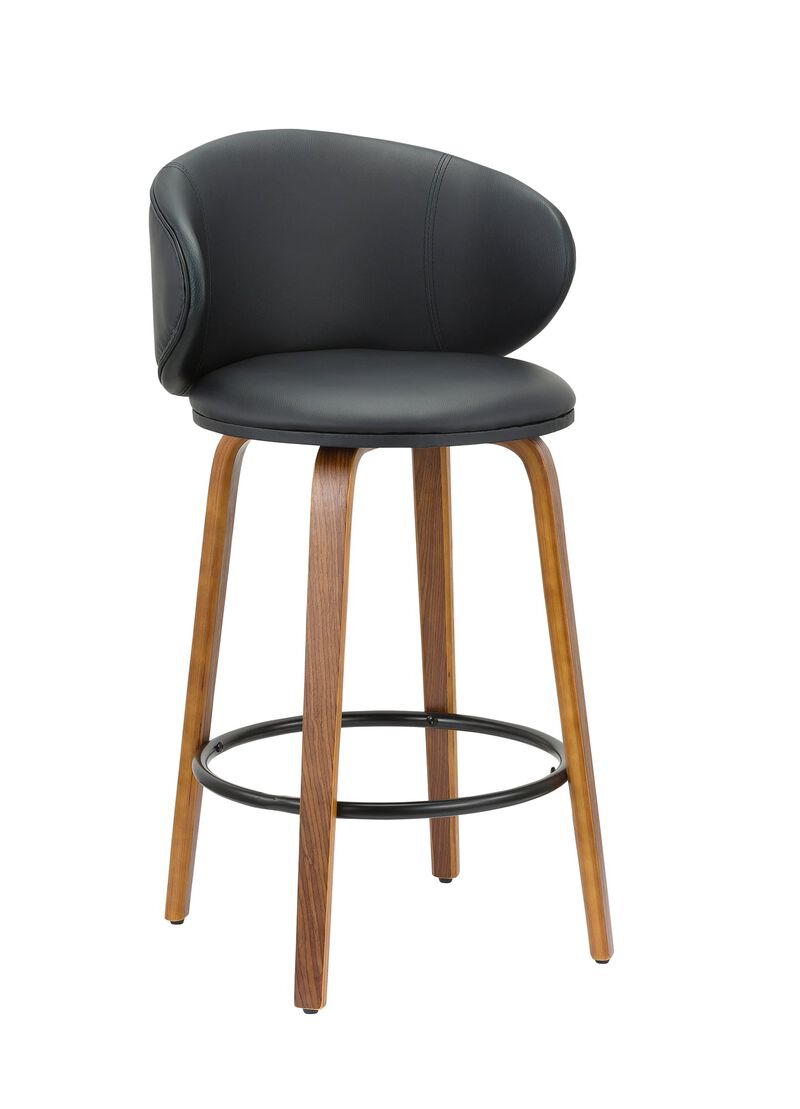 26''H PU Stool with Wood Leg