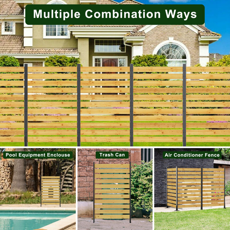 Cedar Wood Privacy Wall &ndash; Outdoor Screen Fence for Backyard Equipment & Trash image number 4