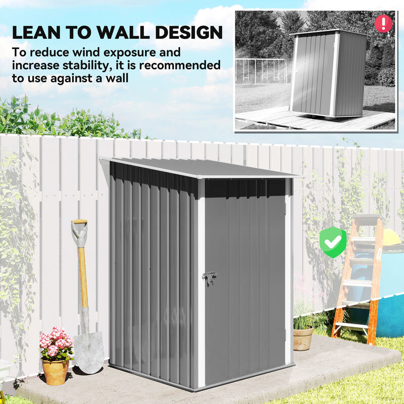 Hivvago Small Lean-To Galvanized Steel Tool Shed image number 5