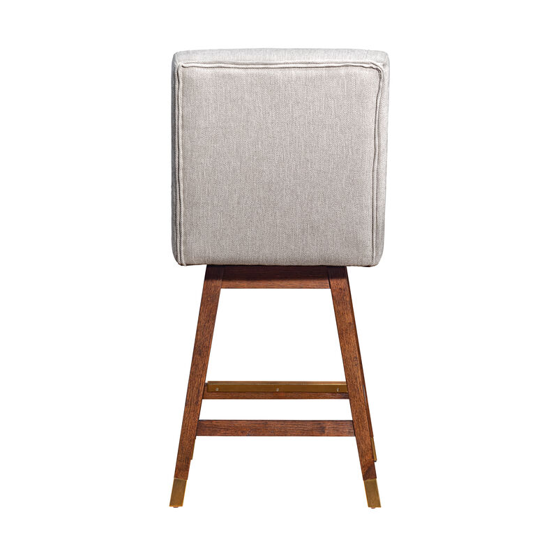 Stancoste Swivel Stool in Grey Oak Wood Finish with Mocha Fabric