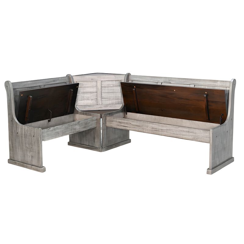 Camie 4pc Corner Breakfast Nook Set, Gray Brown Dining Table and Bench image number 9
