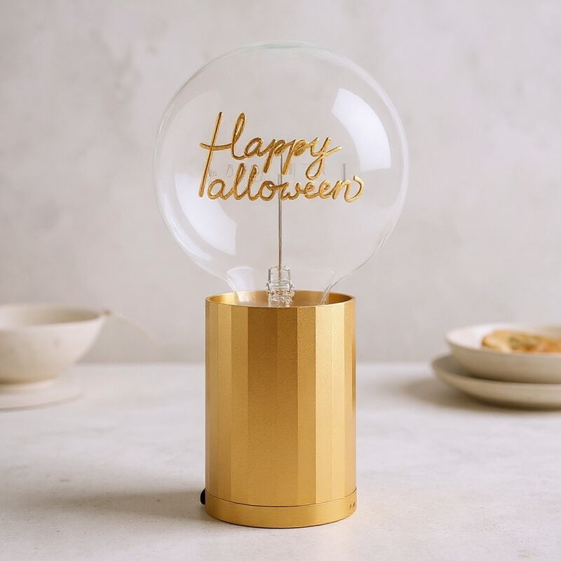 Bulb HAPPY HALLOWEEN Amber with Base Table Lamp PORTABLE Rose Gold image number 1