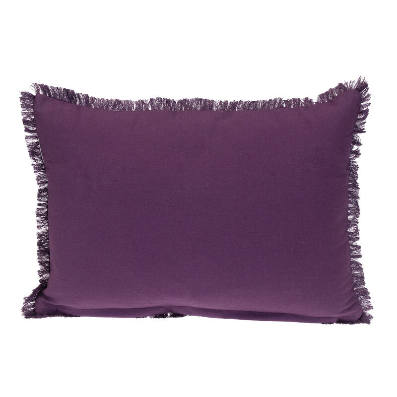 HomeRoots 14" X 20" Purple and White Striped Cotton Throw Pillow With Fringe image number 2