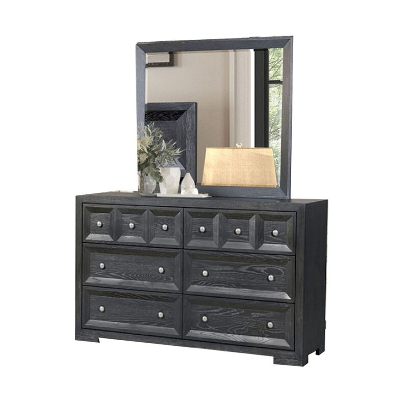 Kizie 5pc Queen Bedroom Set, Recessed Panel, Weathered Black Wood image number 6